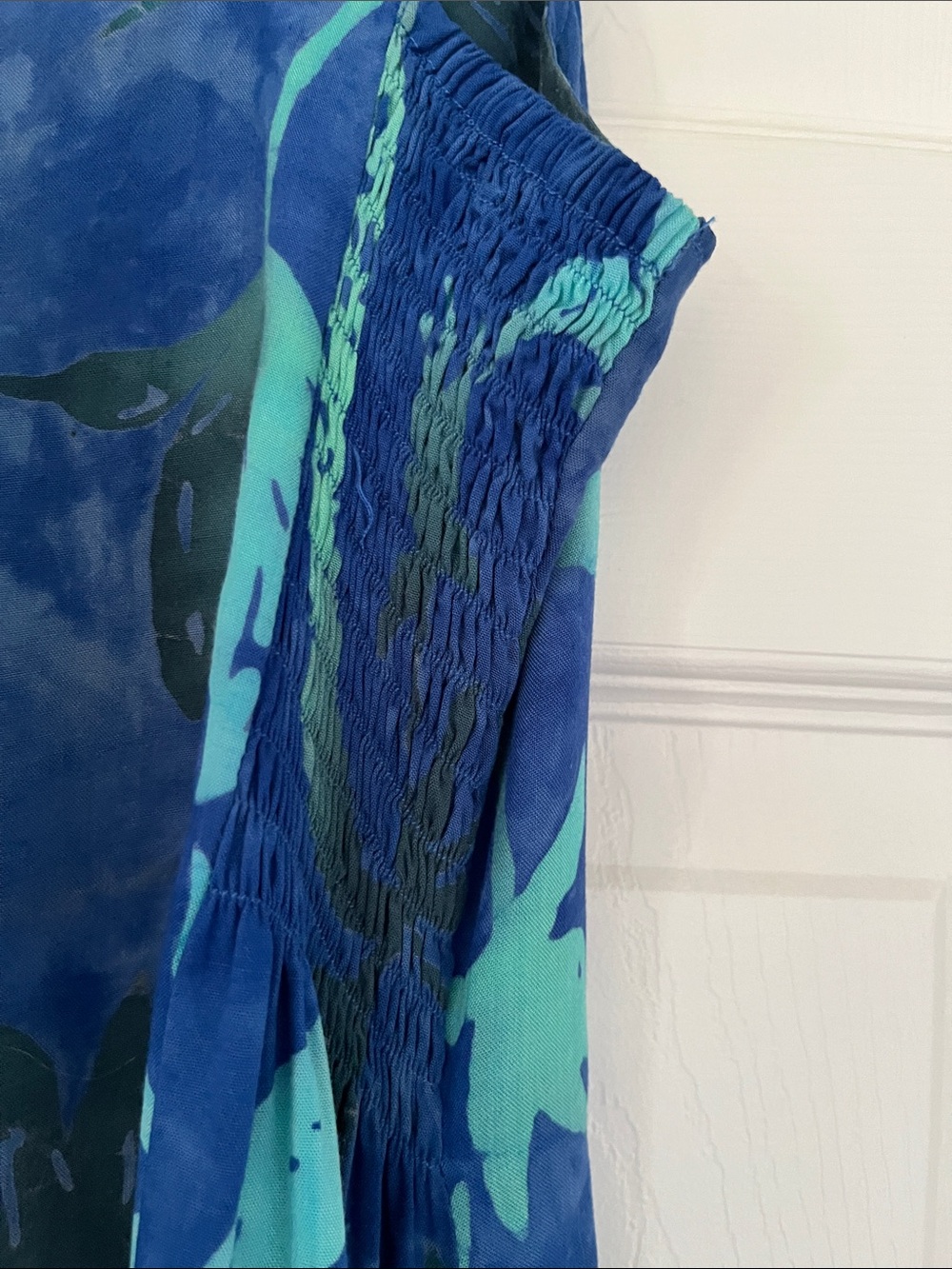 Alma Blue Green Tropical Pattern Strappy Floral Maxi Dress, Size Medium - Picture 6 of 9